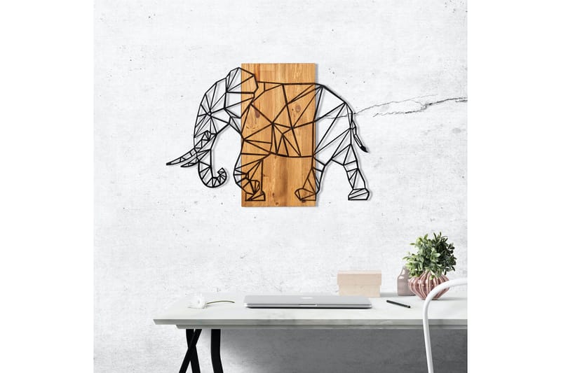 Great Elephant Väggdekor - Svart/Valnöt - Inredning - Väggdekor - Skylt - Plåtskyltar