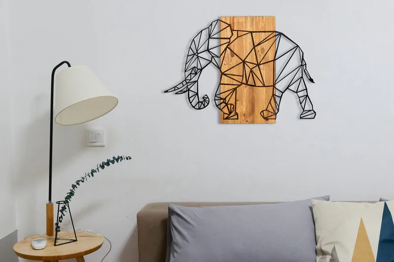 Great Elephant Väggdekor - Svart/Valnöt - Inredning - Väggdekor - Skylt - Plåtskyltar