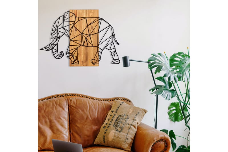 Great Elephant Väggdekor - Svart/Valnöt - Inredning - Väggdekor - Skylt - Plåtskyltar