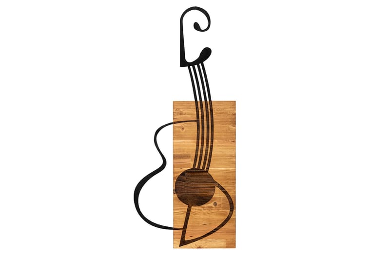 Guitar Väggdekor - Svart/Valnöt - Inredning - Väggdekor - Skylt - Plåtskyltar