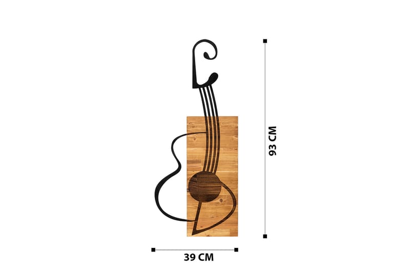 Guitar Väggdekor - Svart/Valnöt - Inredning - Väggdekor - Skylt - Plåtskyltar