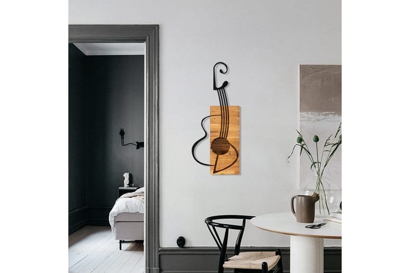 Guitar Väggdekor - Svart/Valnöt - Inredning - Väggdekor - Skylt - Plåtskyltar