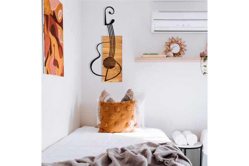 Guitar Väggdekor - Svart/Valnöt - Inredning - Väggdekor - Skylt - Plåtskyltar