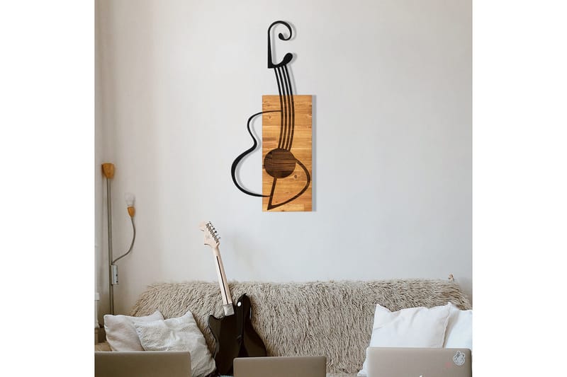 Guitar Väggdekor - Svart/Valnöt - Inredning - Väggdekor - Skylt - Plåtskyltar