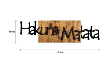 Hakuna Matata 4 Väggdekor - Svart/Ljus Valnöt - Inredning - Väggdekor - Skylt - Plåtskyltar