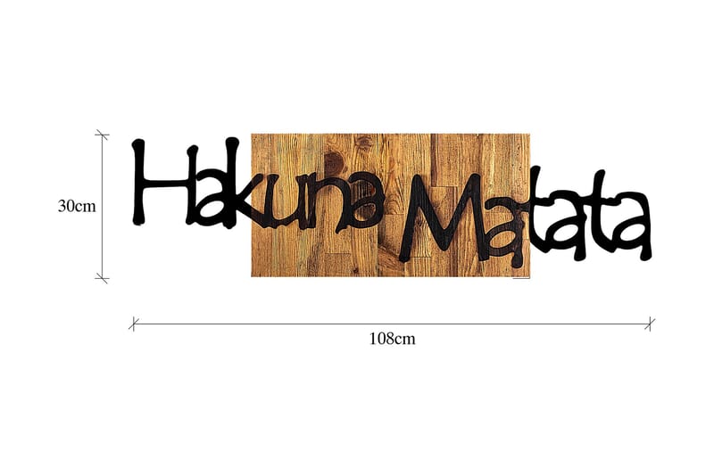 Hakuna Matata 4 Väggdekor - Svart/Ljus Valnöt - Inredning - Väggdekor - Skylt - Plåtskyltar