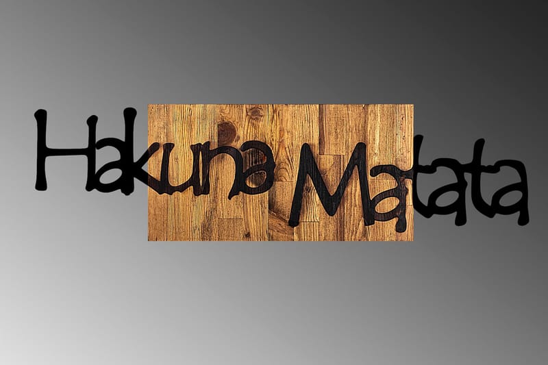 Hakuna Matata 4 Väggdekor - Svart/Ljus Valnöt - Inredning - Väggdekor - Skylt - Plåtskyltar