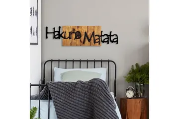 Hakuna Matata 4 Väggdekor - Svart/Ljus Valnöt - Inredning - Väggdekor - Skylt - Plåtskyltar