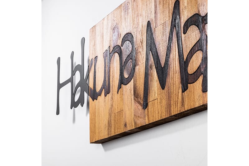 Hakuna Matata 4 Väggdekor - Svart/Ljus Valnöt - Inredning - Väggdekor - Skylt - Plåtskyltar