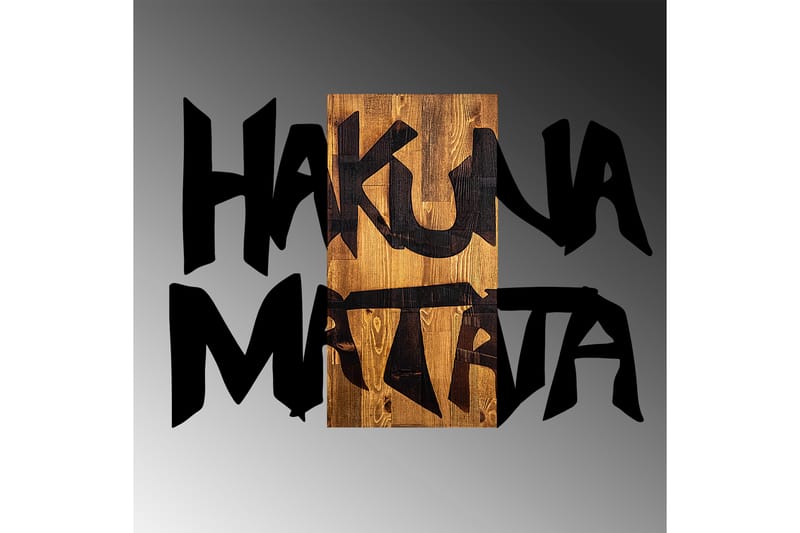 Hakuna Matata 5 Väggdekor - Svart/Ljus Valnöt - Plåtskyltar