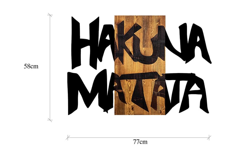 Hakuna Matata 5 Väggdekor - Svart/Ljus Valnöt - Inredning - Väggdekor - Skylt - Plåtskyltar