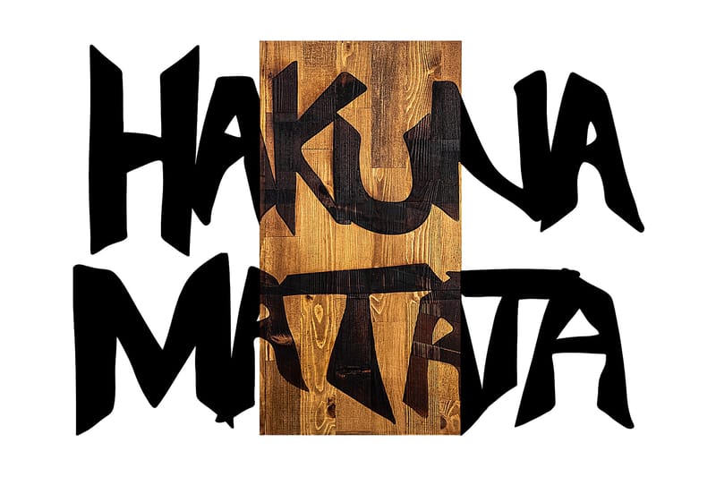 Hakuna Matata 5 Väggdekor - Svart/Ljus Valnöt - Inredning - Väggdekor - Skylt - Plåtskyltar