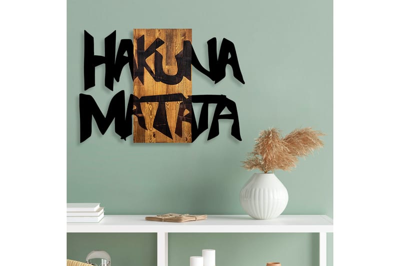 Hakuna Matata 5 Väggdekor - Svart/Ljus Valnöt - Inredning - Väggdekor - Skylt - Plåtskyltar
