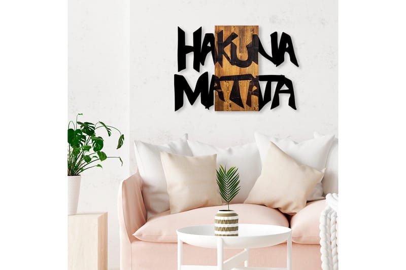 Hakuna Matata 5 Väggdekor - Svart/Ljus Valnöt - Inredning - Väggdekor - Skylt - Plåtskyltar