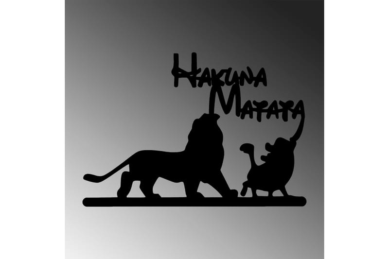 Hakuna Matata Lion And Piggy Väggdekor - Svart - Inredning - Väggdekor - Skylt - Plåtskyltar