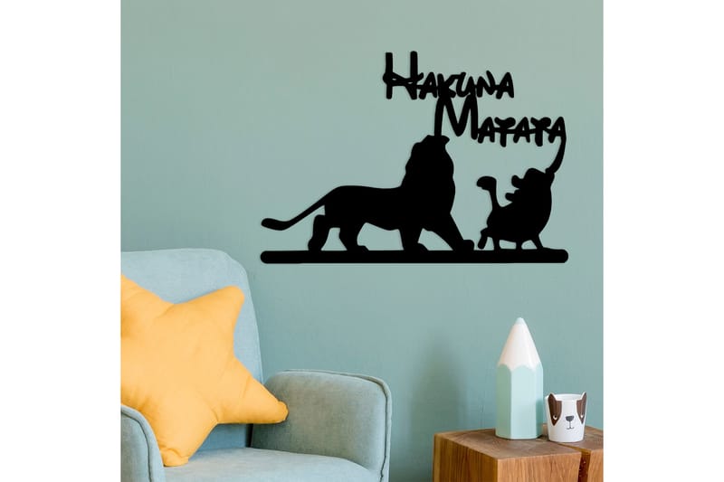 Hakuna Matata Lion And Piggy Väggdekor - Svart - Inredning - Väggdekor - Skylt - Plåtskyltar