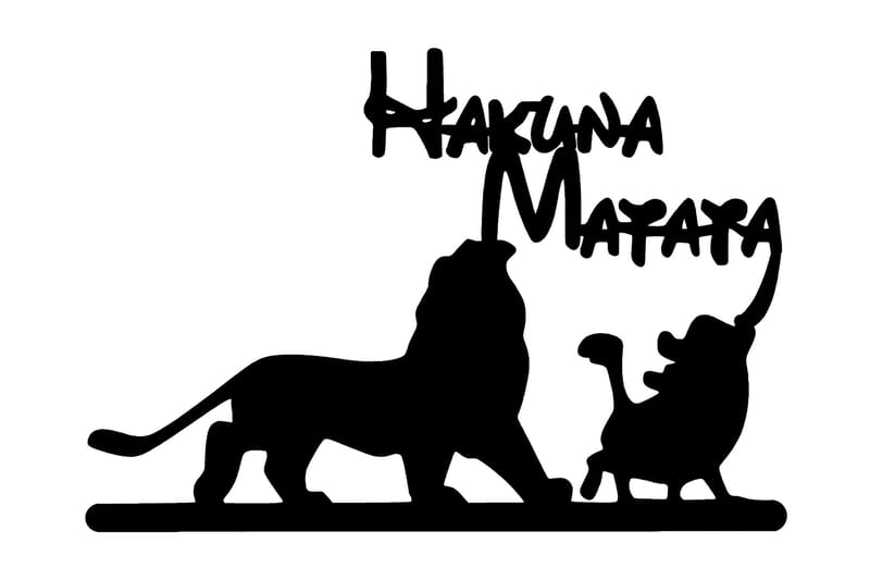 Hakuna Matata Lion And Piggy Väggdekor - Svart - Inredning - Väggdekor - Skylt - Plåtskyltar