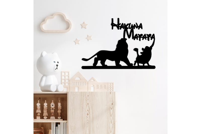 Hakuna Matata Lion And Piggy Väggdekor - Svart - Inredning - Väggdekor - Skylt - Plåtskyltar