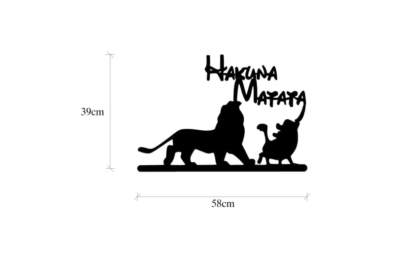 Hakuna Matata Lion And Piggy Väggdekor - Svart - Inredning - Väggdekor - Skylt - Plåtskyltar