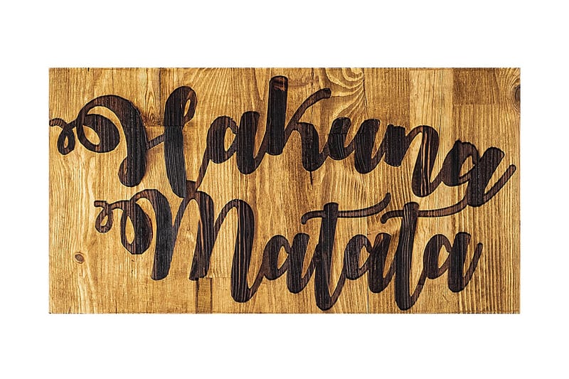 Hakuna Matata Motto Väggdekor - Svart/Valnöt - Inredning - Väggdekor - Skylt - Plåtskyltar