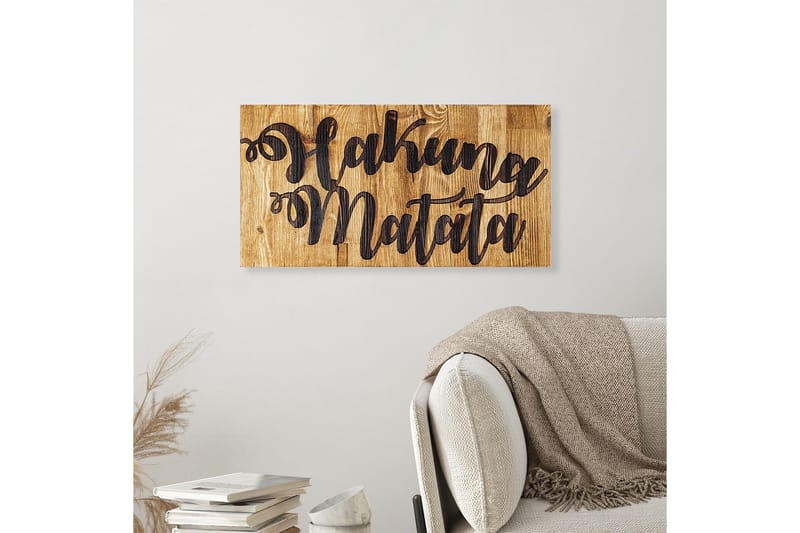 Hakuna Matata Motto Väggdekor - Svart/Valnöt - Inredning - Väggdekor - Skylt - Plåtskyltar