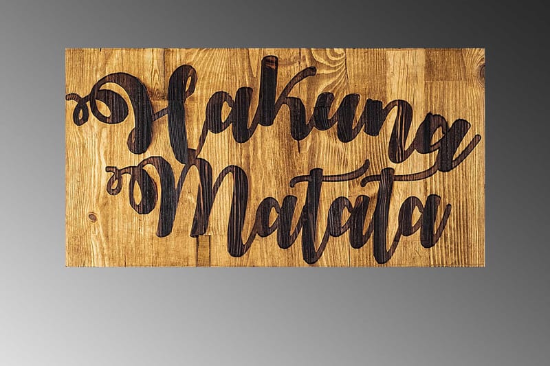 Hakuna Matata Motto Väggdekor - Svart/Valnöt - Inredning - Väggdekor - Skylt - Plåtskyltar