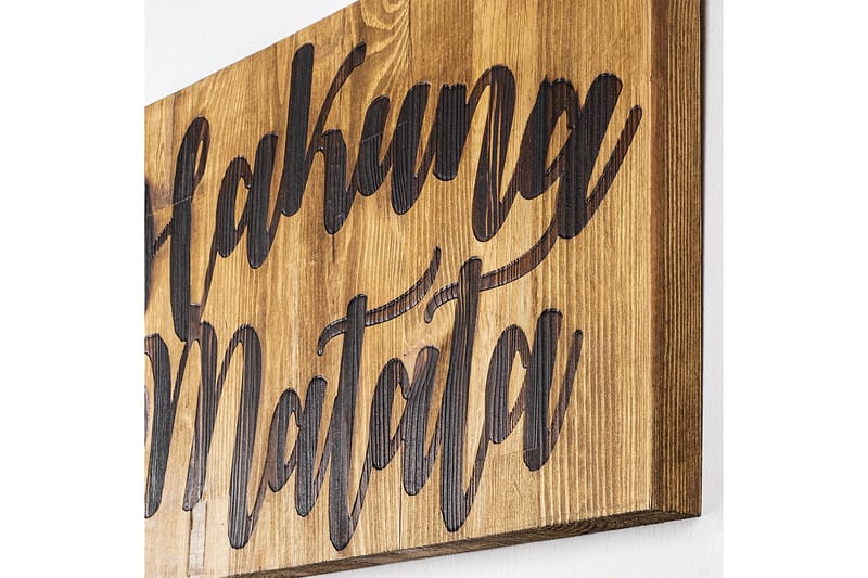 Hakuna Matata Motto Väggdekor - Svart/Valnöt - Inredning - Väggdekor - Skylt - Plåtskyltar