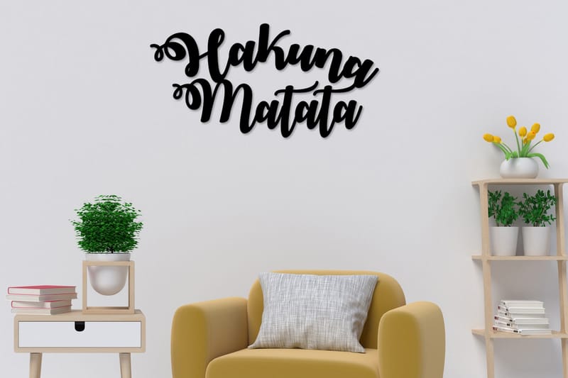 Hakuna Matata Väggdekor - Svart - Inredning - Väggdekor - Skylt - Plåtskyltar