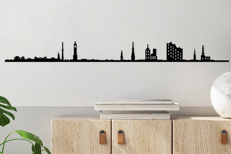 Hamburg Skyline Väggdekor - Svart - Inredning - Väggdekor - Skylt - Plåtskyltar