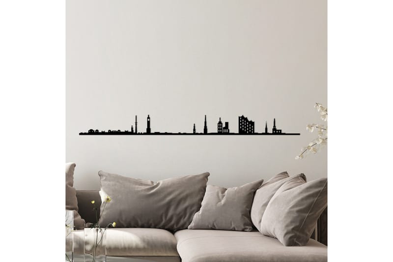 Hamburg Skyline Väggdekor - Svart - Inredning - Väggdekor - Skylt - Plåtskyltar