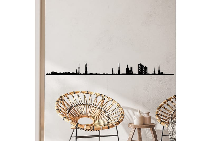 Hamburg Skyline Väggdekor - Svart - Inredning - Väggdekor - Skylt - Plåtskyltar