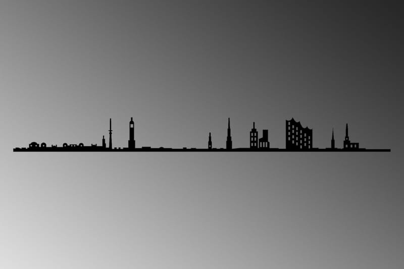 Hamburg Skyline Väggdekor - Svart - Inredning - Väggdekor - Skylt - Plåtskyltar