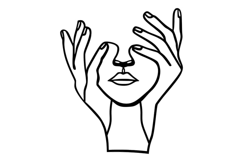 Hand Face Väggdekor - Svart - Inredning - Väggdekor - Skylt - Plåtskyltar