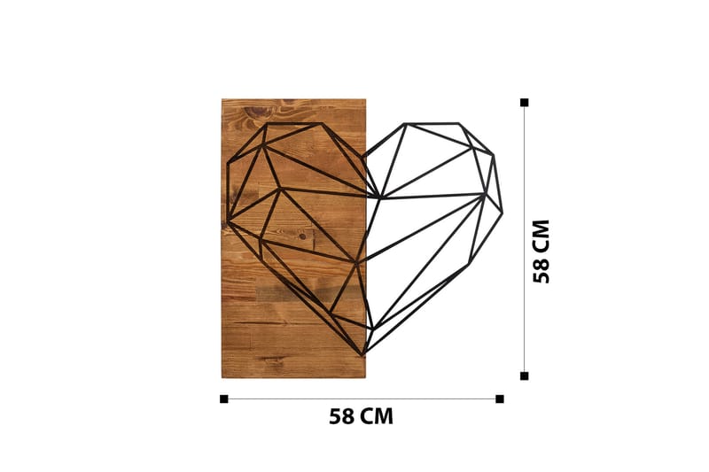 Heart Väggdekor - Svart/Valnöt - Inredning - Väggdekor - Skylt - Plåtskyltar