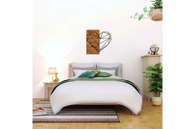 Heart Väggdekor - Svart/Valnöt - Inredning - Väggdekor - Skylt - Plåtskyltar