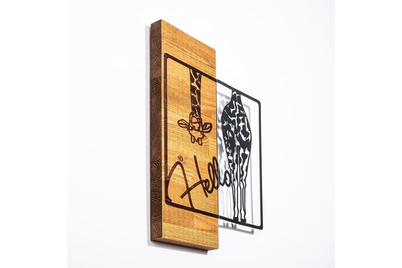 Hello Väggdekor - Svart/Ljus Valnöt - Inredning - Väggdekor - Skylt - Plåtskyltar