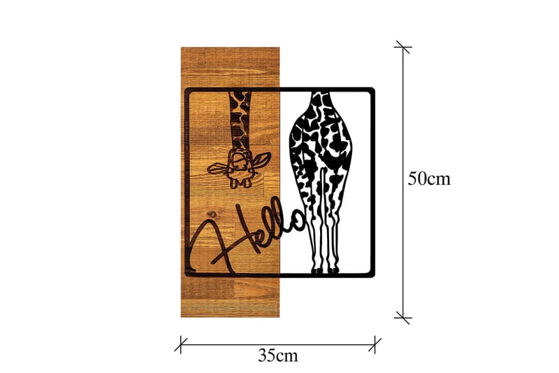 Hello Väggdekor - Svart/Ljus Valnöt - Inredning - Väggdekor - Skylt - Plåtskyltar