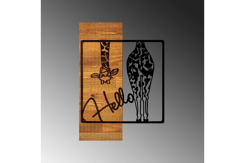 Hello Väggdekor - Svart/Ljus Valnöt - Inredning - Väggdekor - Skylt - Plåtskyltar