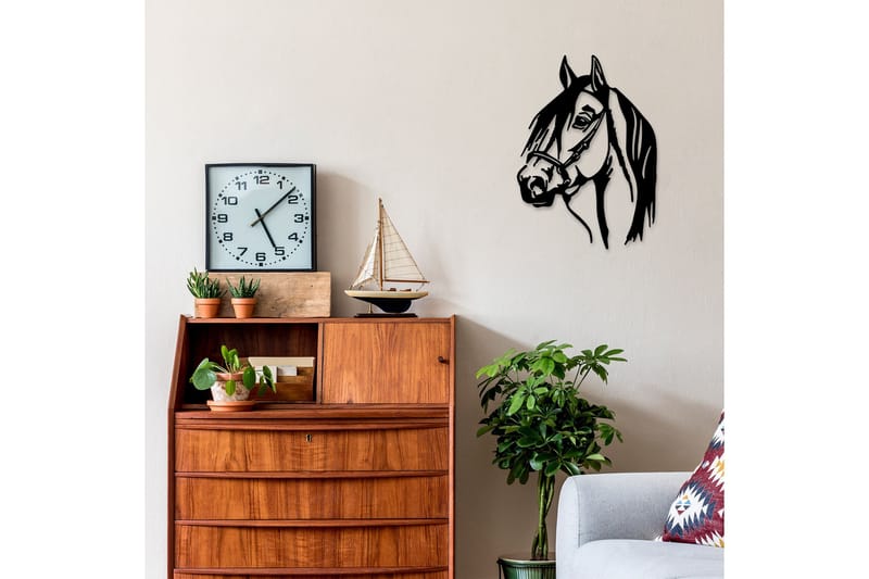 Horse Head Väggdekor - Svart - Inredning - Väggdekor - Skylt - Plåtskyltar