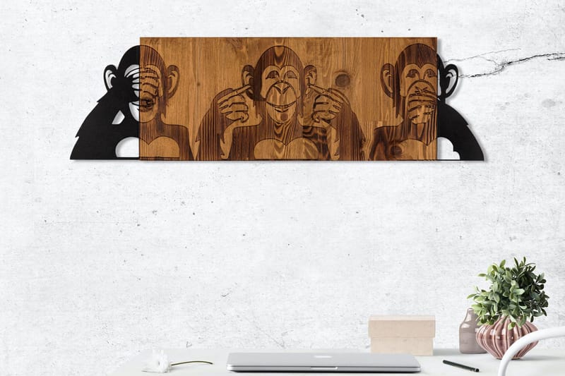 I didn't see I didn't hear I don't know Väggdekor - Svart/Valnöt - Inredning - Väggdekor - Skylt - Plåtskyltar