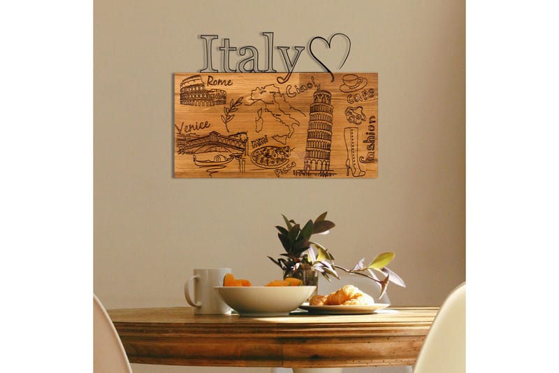 I Love You Italy Väggdekor - Svart/Valnöt - Inredning - Väggdekor - Skylt - Plåtskyltar