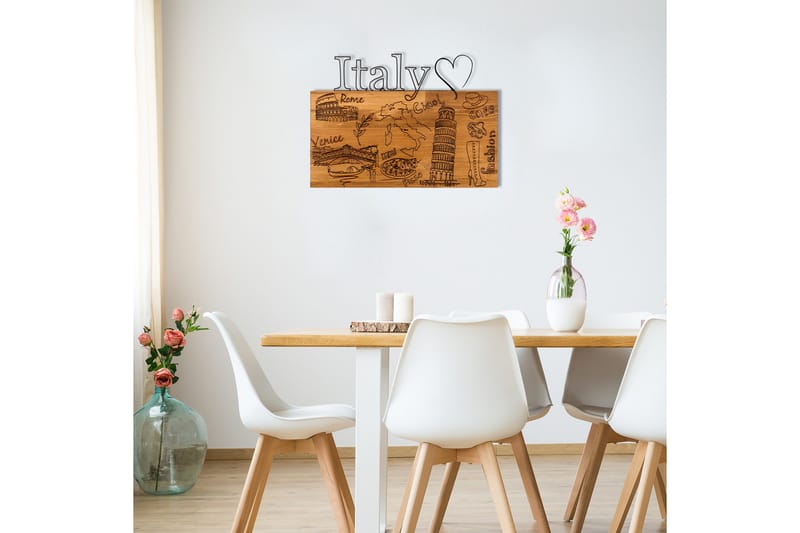 I Love You Italy Väggdekor - Svart/Valnöt - Inredning - Väggdekor - Skylt - Plåtskyltar