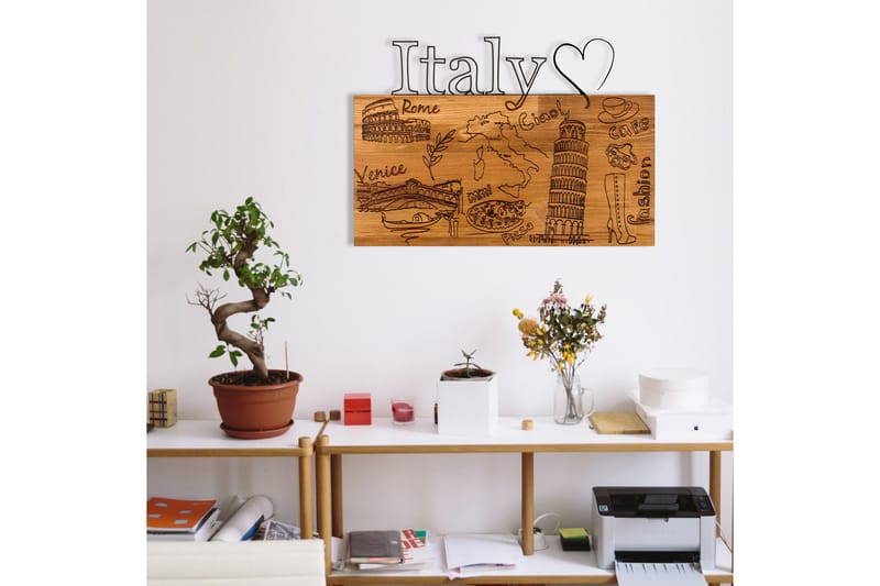 I Love You Italy Väggdekor - Svart/Valnöt - Inredning - Väggdekor - Skylt - Plåtskyltar