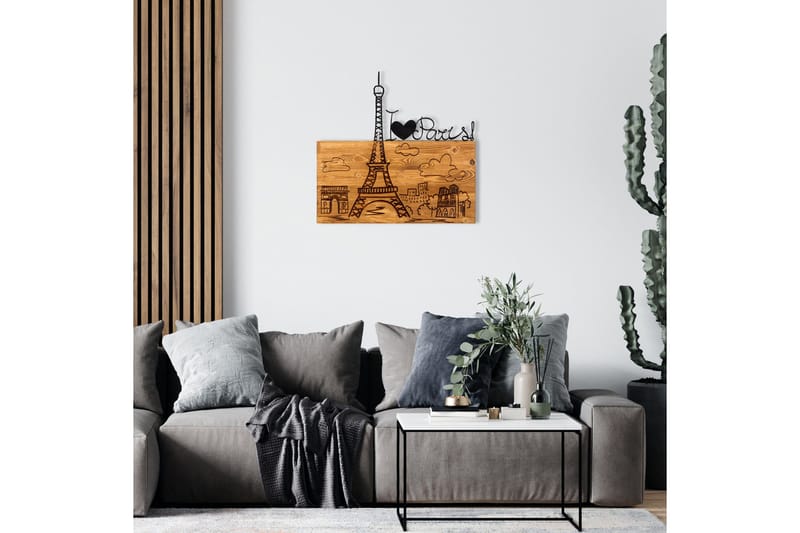 I Love You Paris Väggdekor - Svart/Valnöt - Inredning - Väggdekor - Skylt - Plåtskyltar
