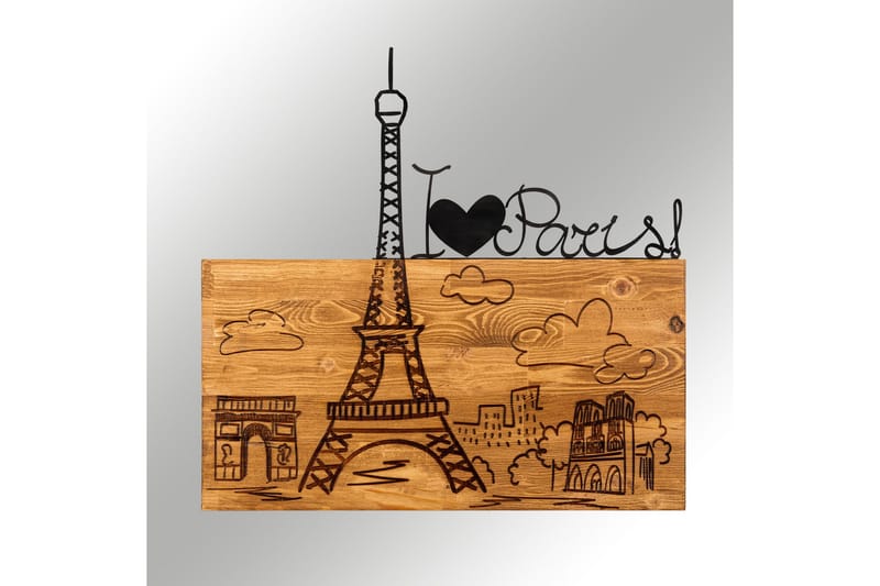I Love You Paris Väggdekor - Svart/Valnöt - Inredning - Väggdekor - Skylt - Plåtskyltar