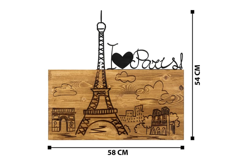 I Love You Paris Väggdekor - Svart/Valnöt - Inredning - Väggdekor - Skylt - Plåtskyltar