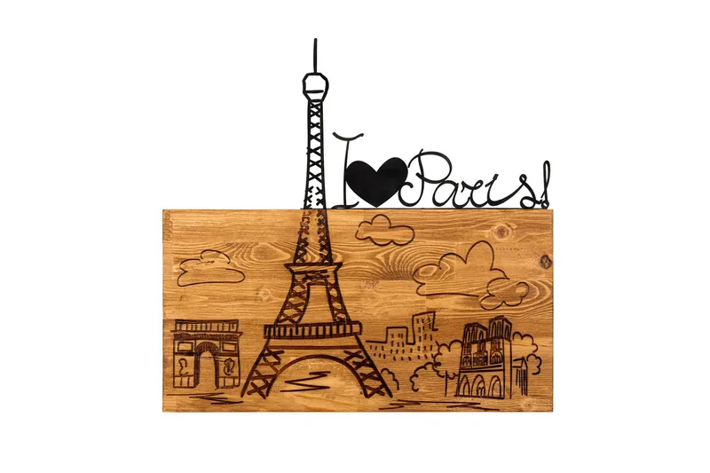 I Love You Paris Väggdekor, Svart/Valnöt