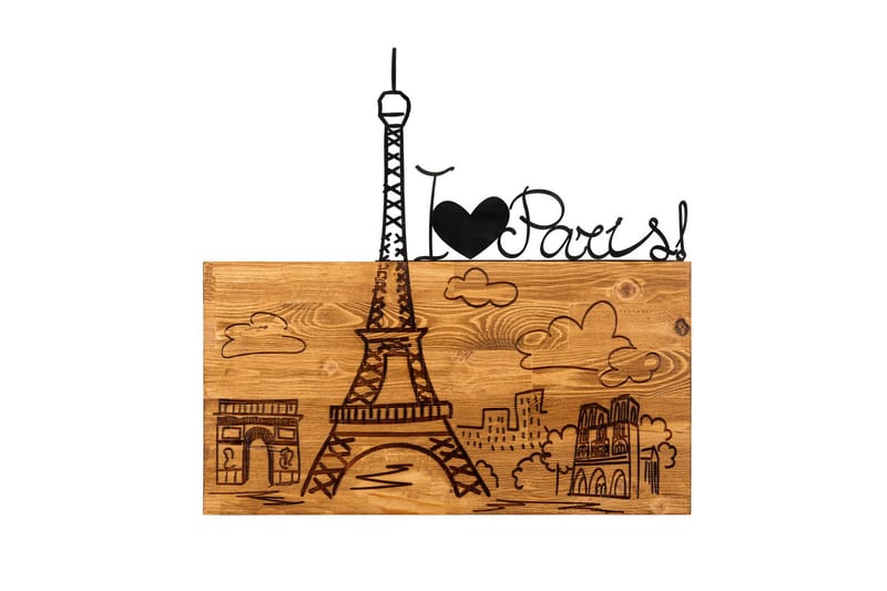 I Love You Paris Väggdekor, Svart/Valnöt