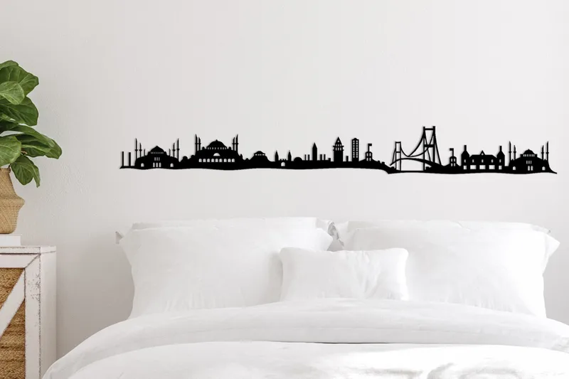 Istanbul Skyline Väggdekor, Svart