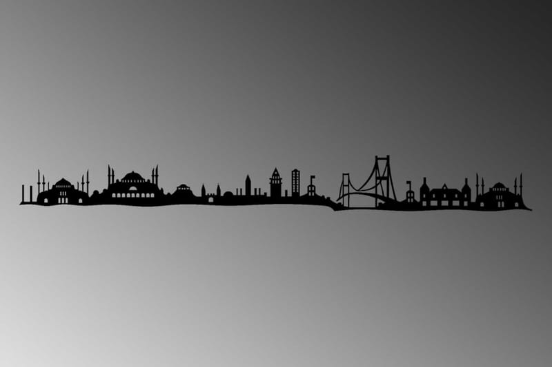 Istanbul Skyline Väggdekor - Svart - Inredning - Väggdekor - Skylt - Plåtskyltar